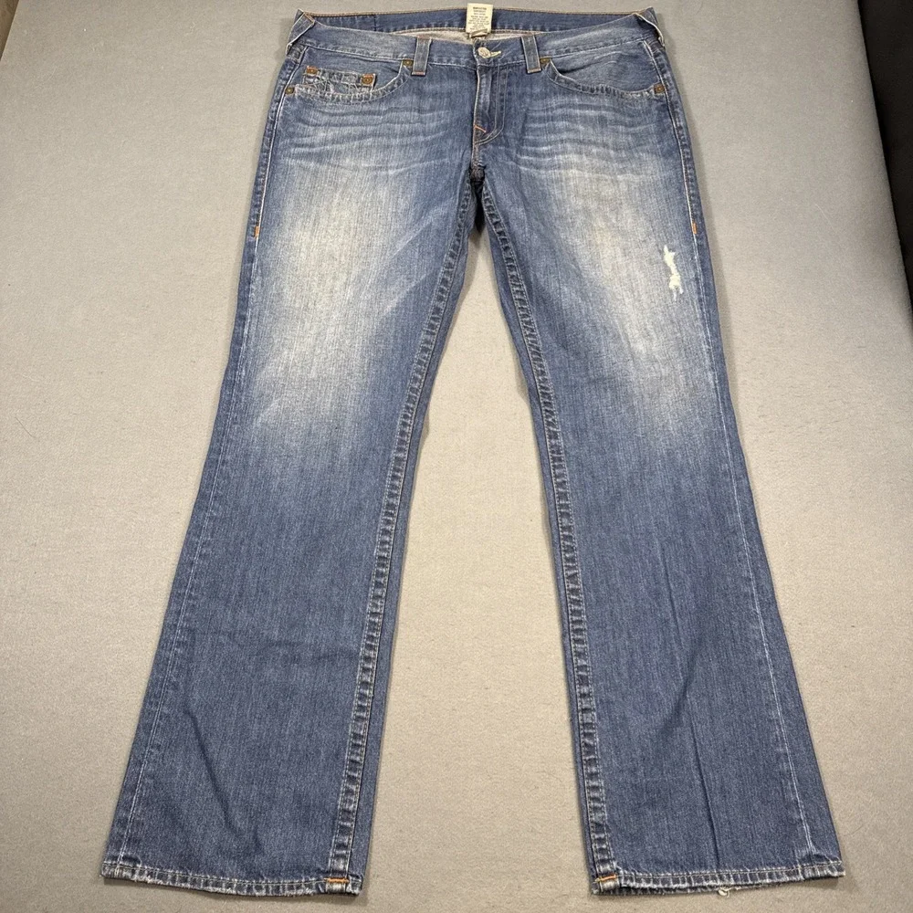 True Religion Jeans Mens 36 Ricky Straight NO FLAP Dark  STYLE  MDE800OM